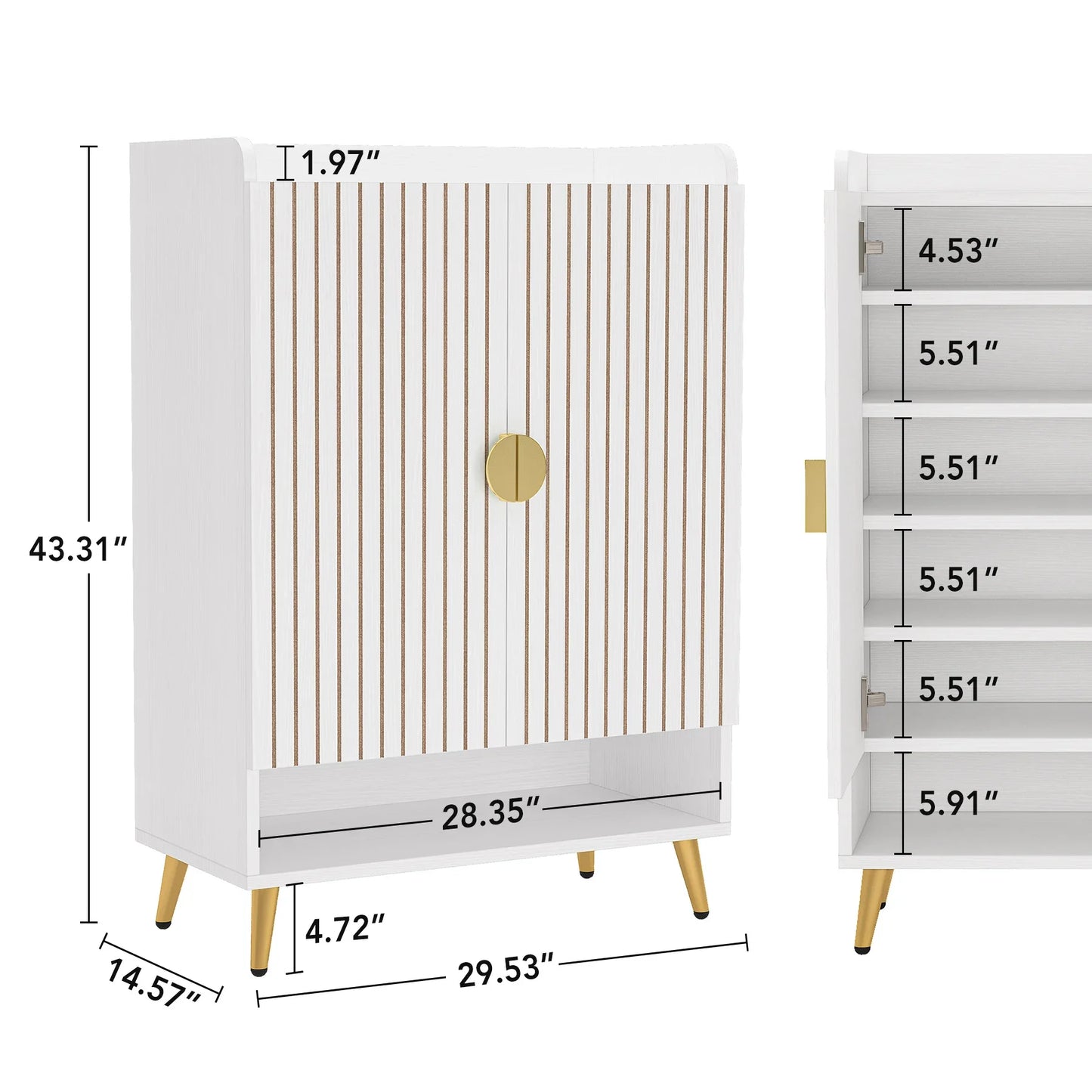 MonoWood 7-Tier Shoe Cabinet with Doors, Shoe Storage Cabinet with Adjustable Shelves, Wooden Shoes Rack Shoe Storage