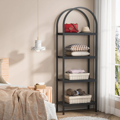 MonoWood 4-Tier Open Bookshelf, 70.8" Wood Bookcase Storage Shelves with Metal Frame, Freestanding Display Rack