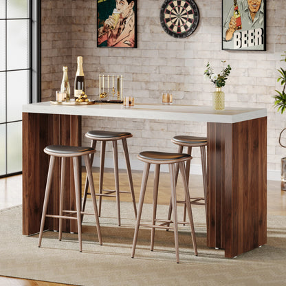 MonoWood Home Bar Unit, 55.12-Inch Bar Table with a Faux Marble Finished Tabletop, Modern Freestanding Mini Bar