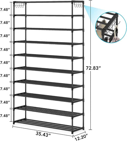 MonoWood 10 Tiers Shoe Rack Shoe Shelf Large Capacity Shoe Organizer Space Saving