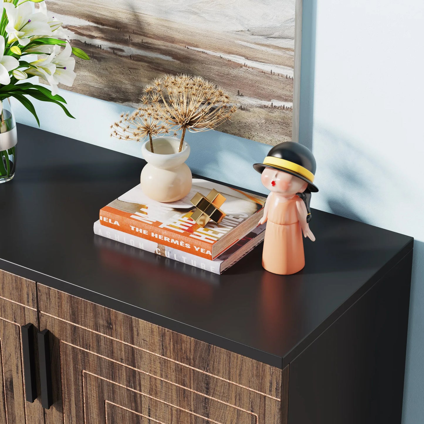 MonoWood WAY TO ORIGIN Shoe Cabinet, 20 Pairs Modern Shoe Storage Cabinet with Doors, 6-Tier Freestanding Shoe Organizer Rack