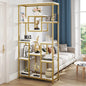 MonoWood Bookshelf Bookcase, Gold 8-Open Shelf Etagere Bookcase with Faux Marble, Modern Book Shelves Display Shelf