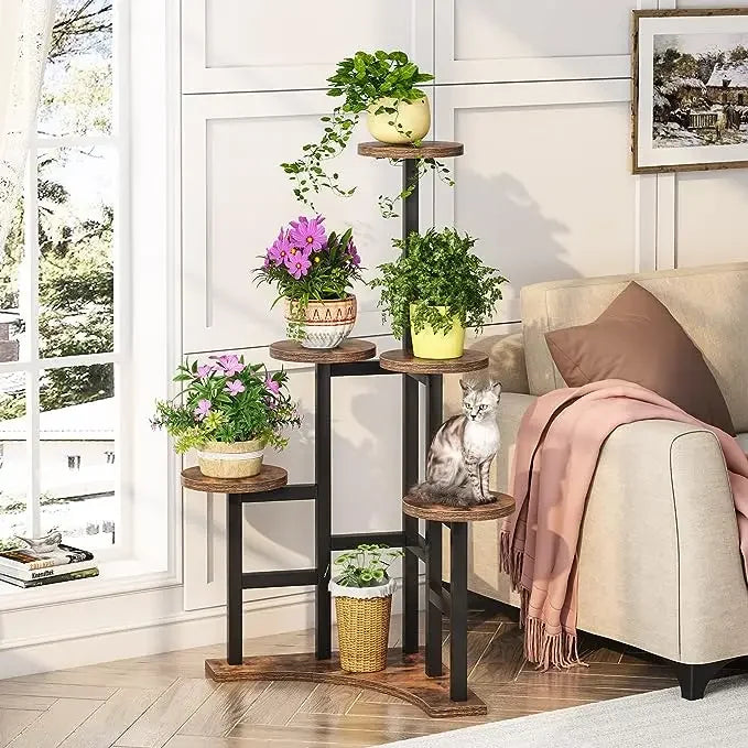 MonoWood Corner Plant Stand Indoor, 6 Tiered Plant Shelf Flower Stand, Tall Multiple Potted Plant Holder