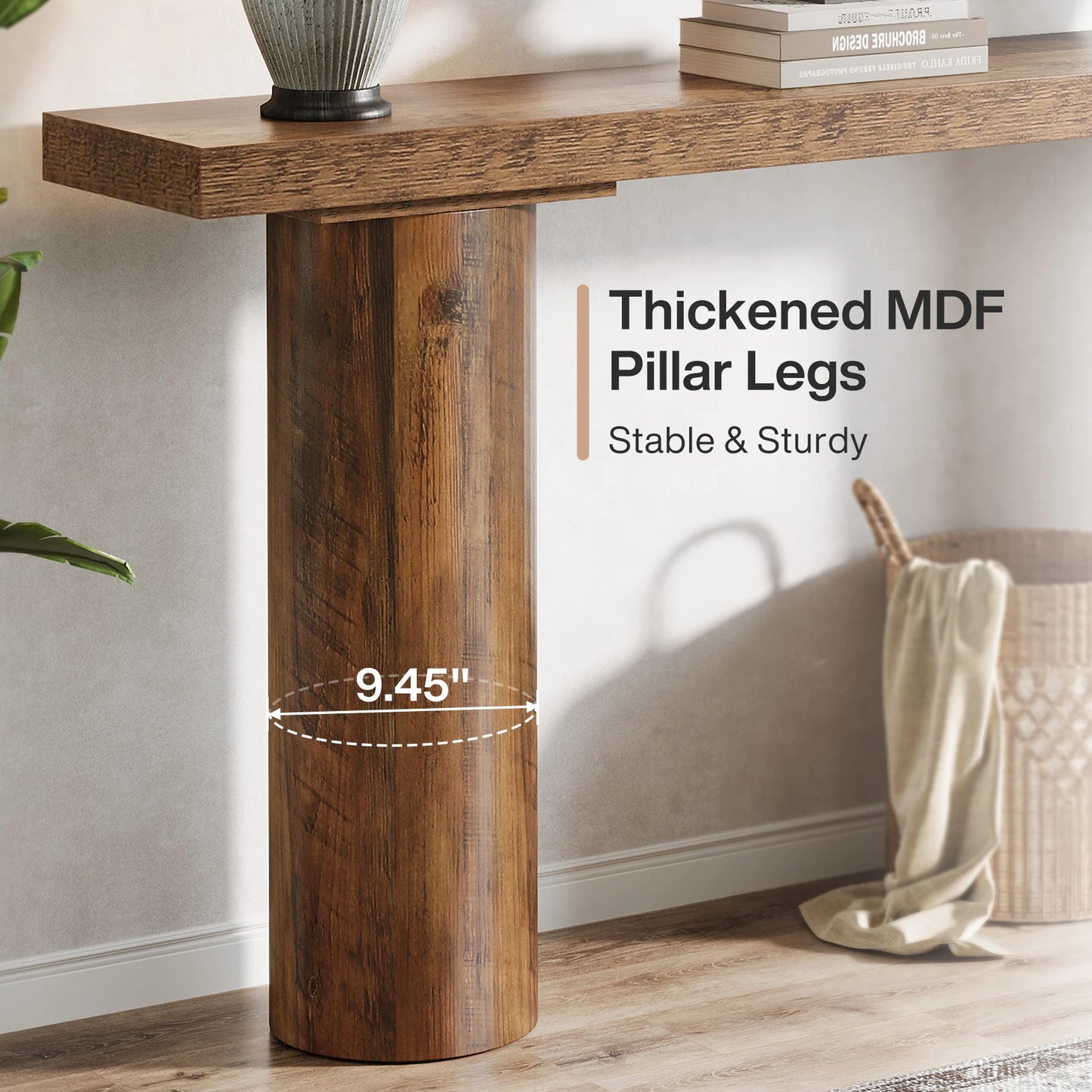 MonoWood 63" Farmhouse Entryway Console Table, Narrow Long Sofa Table Behind Couch for Living Room, Hallway, Entrance, Foyer