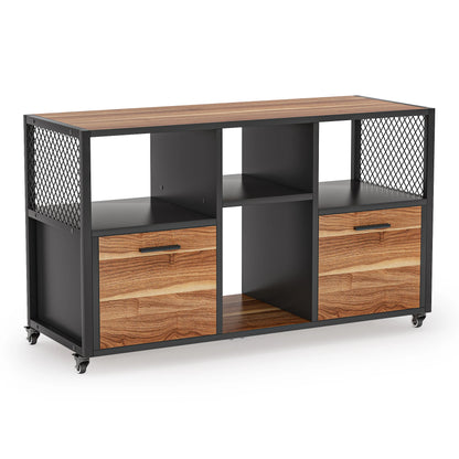 MonoWood 2 Drawer Wood File Cabinets, Mobile Lateral Filing Cabinet for Letter A4 Size, Printer Stand with Shelves and Drawer