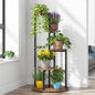 MonoWood Corner Plant Stand Indoor, 4-Tier Tall Plant Shelf Holders for Multiple Potted Plants, Wood Flower Pot Stands