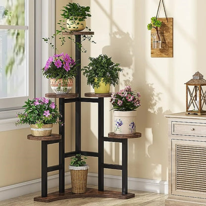 MonoWood Corner Plant Stand Indoor, 6 Tiered Plant Shelf Flower Stand, Tall Multiple Potted Plant Holder