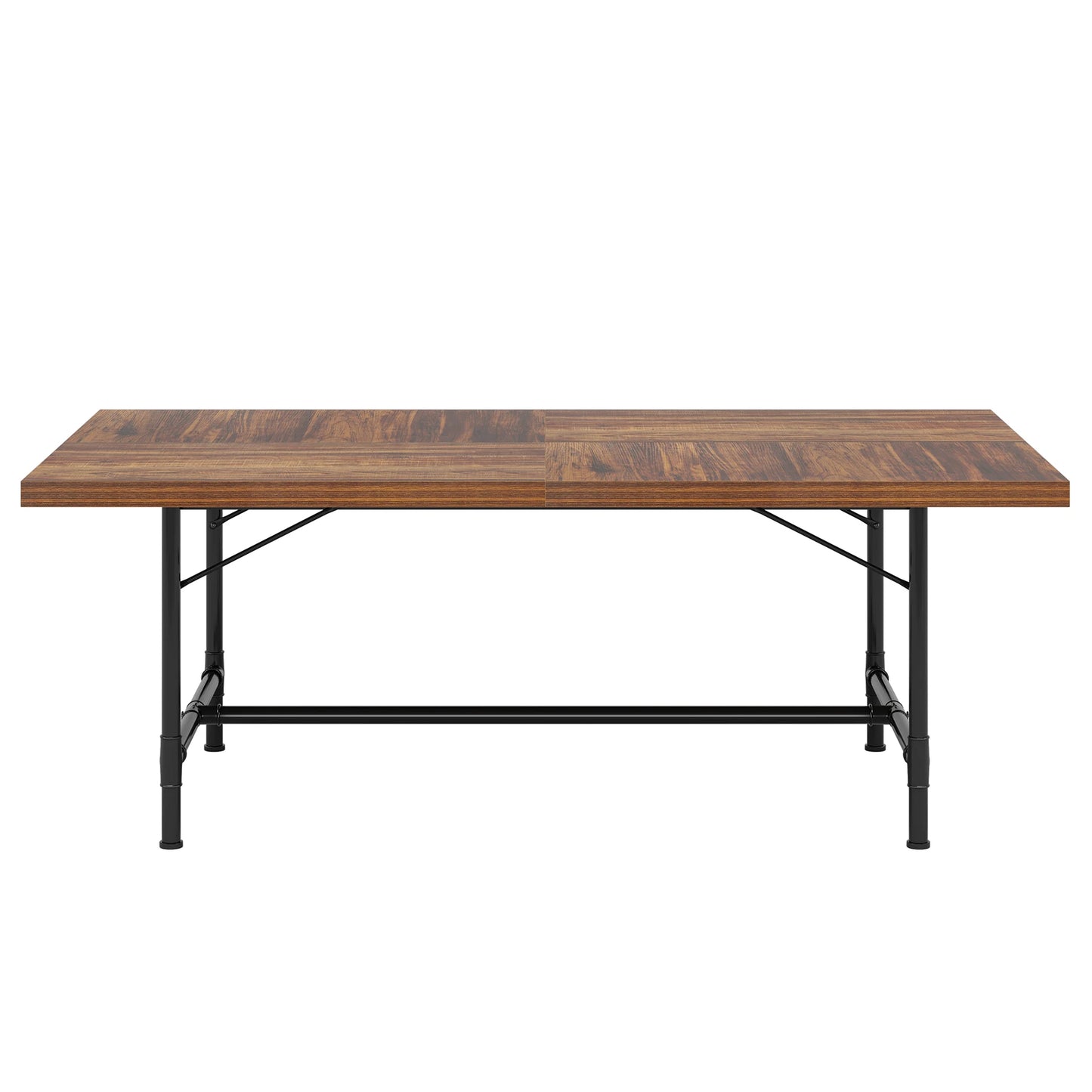 MonoWood Dining Table for 6-8 People, 70.9-Inch Rectangle Wood Kitchen Table with Tube Metal Frame, Rustic Dining Room Table