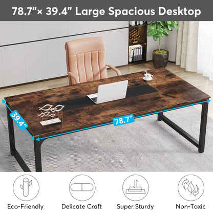 MonoWood Modern Computer Desk 70.8 inch Large Executive Office Desk Study Writing Desk Workstation Computer Table