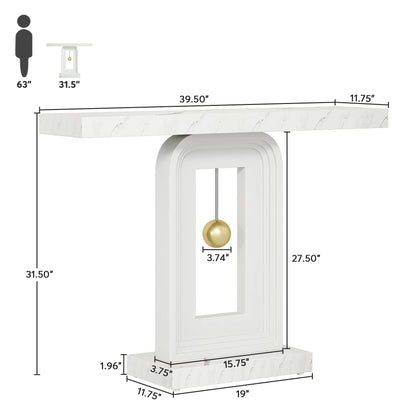 MonoWood Modern Console Table, 40 Inches Narrow Sofa Entryway Table with Pendulum Shape Base, Contemporary Wood Accent Table