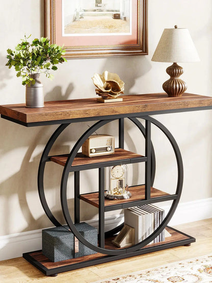 Console Table, 4-Tier Entryway Table, 41.3-Inch Industrial Sofa Table for Living Room, Foyer Hallway Table for Entrance