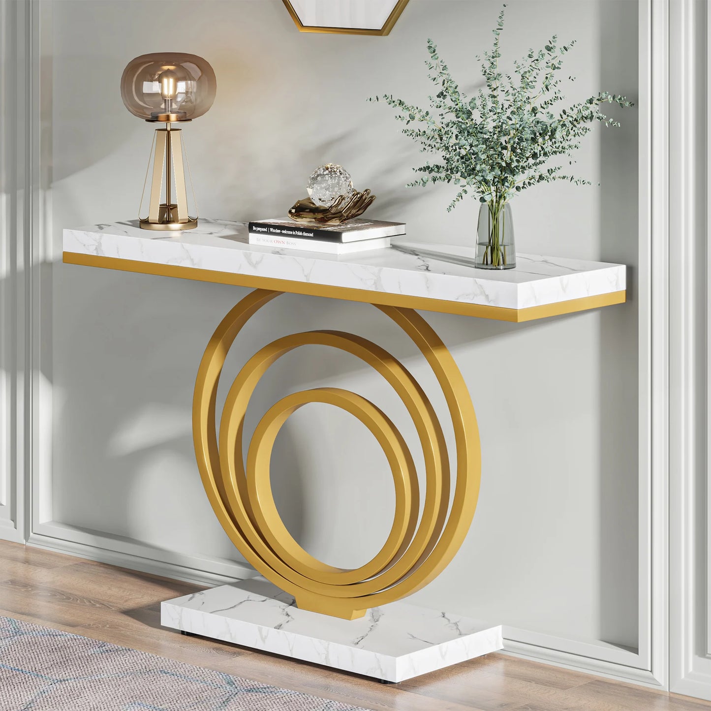 MonoWood 41-Inch Gold Entryway Table, Modern Console Table Narrow Long, Contemporary Accent Table for Living Room