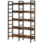 MonoWood 5-Tier Industrial Bookshelf, 71”H x 47”W Etagere Bookcase, Freestanding Double Wide Book Shelf for Storage