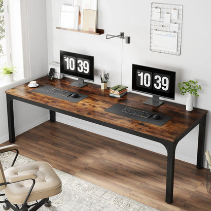 MonoWood 78.7 Inches Extra Long Computer Desk 2 Person Desk, Double Long Desk, Workstaion for Home Office