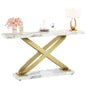 MonoWood 55 Inch Modern Console Table, Faux Marble Gold Entryway Table Behind Sofa Couch, Narrow Rectangular Sofa Table