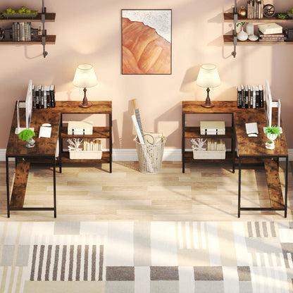 MonoWood L Shaped Desk with Storage Shelves, Reversible Computer Desk Gaming Desk for Home Office Workstation