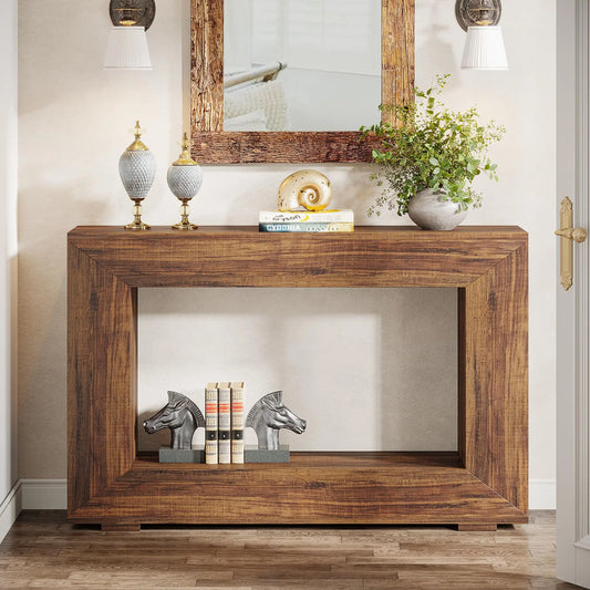 MonoWood 47" Farmhouse Console Table with Storage, Industrial Hallway Sofa Table for Entryway, Living Room