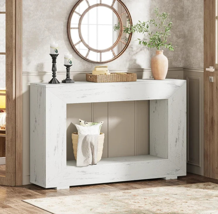 MonoWood 47" Farmhouse Console Table with Storage, Industrial Hallway Sofa Table for Entryway, Living Room