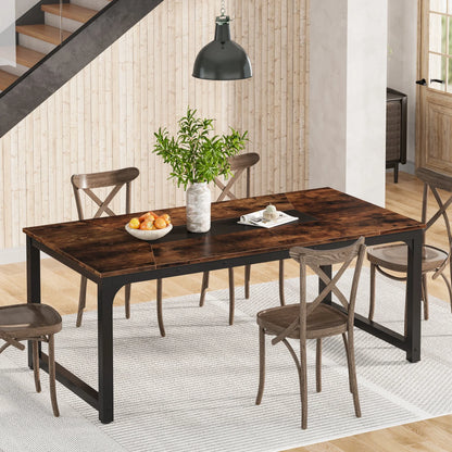 MonoWood Kitchen Modern Industrial Dining Table for 6-8 Person with Metal Frame