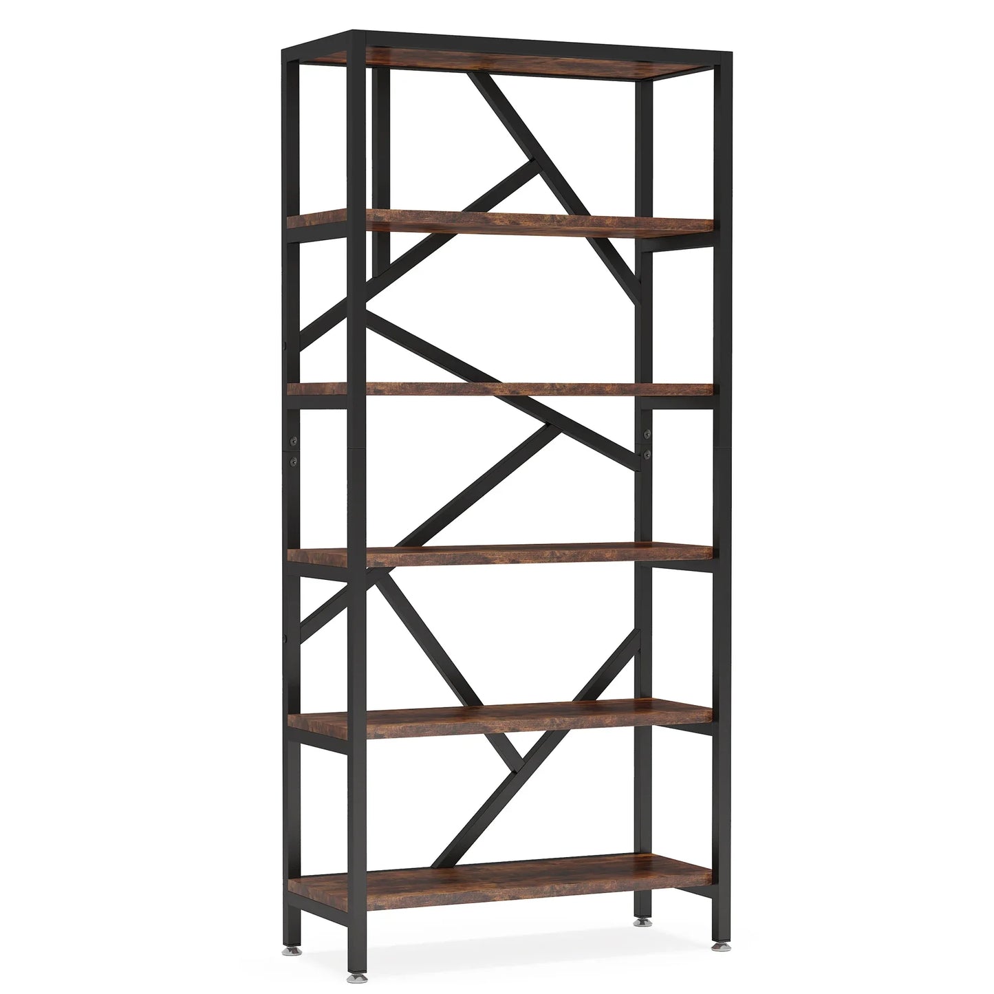 MonoWood Bookshelf 71" Industrial Etagere Bookcase 5 Shelf Display Rack For Living Room