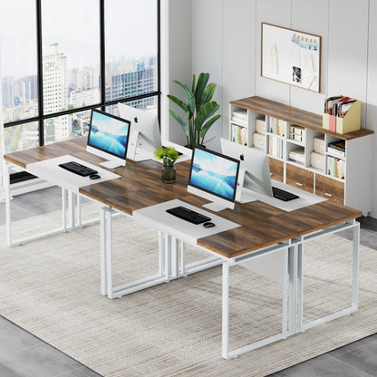 MonoWood L-Shaped Executive Desk with Reversible File Cabinet, 63" Office Desk with Storage Drawers, Computer Desk Set