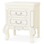 MonoWood White Nightstand, End Table with 2 Drawers, Carved Bedside Tables, Side Table for Bedroom, Living Room