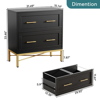 MonoWood 2 Drawer File Cabinet, Modern Lateral Filing Cabinet for Letter/Legal/A4 Size, Large File Storage Cabinets