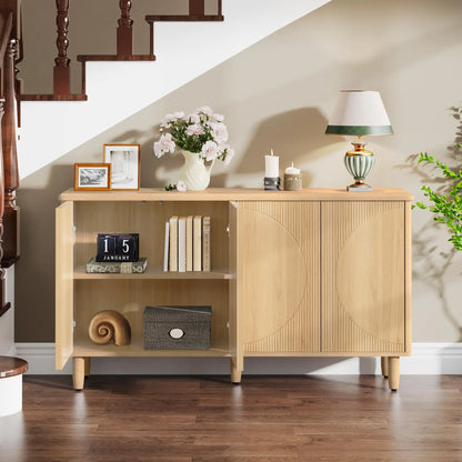 MonoWood Buffet Cabinet Sideboard with Storage, 59.4-Inch White Storage Cabinet Modern Sideboard Buffet Table with Doors for L