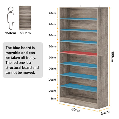 MonoWood Tall Shoe Cabinet, 9 Tiers 40-45 Pairs Heavy Duty Wood Freestanding Shoe Storage Cabinet