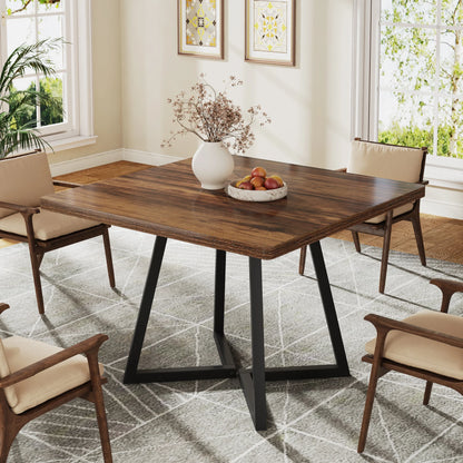 MonoWood Square Dining Table for 4, 31.5" Industrial Dinner Table with Metal Base, Wood Kitchen Table for Dining Room