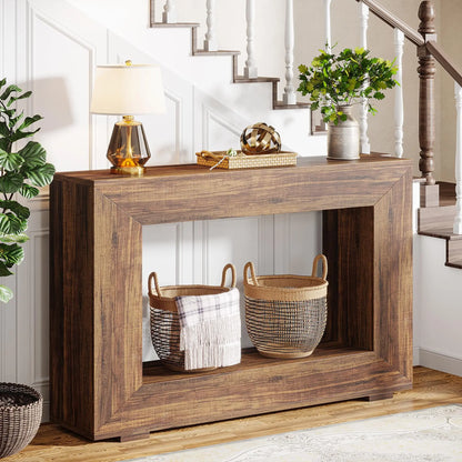 MonoWood Farmhouse Console Table, 47 Inches Entryway Console Table with Storage, Industrial Hallway Accent Table for Living Ro