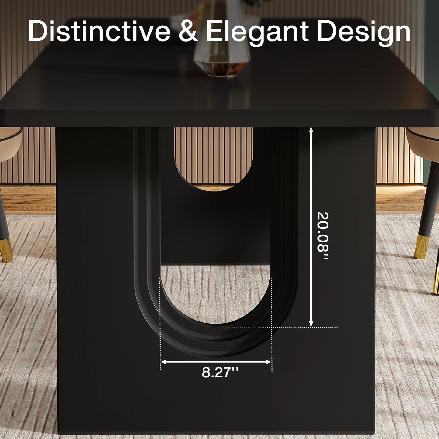 MonoWood Modern Dining Table for 6 People, 71" Large Kitchen Dining Table with Wood Pedestal Base, Rectangular Dinner Table