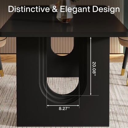 MonoWood Modern Dining Table for 6 People, 71" Large Kitchen Dining Table with Wood Pedestal Base, Rectangular Dinner Table