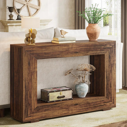 MonoWood 47" Farmhouse Console Table with Storage, Industrial Hallway Sofa Table for Entryway, Living Room