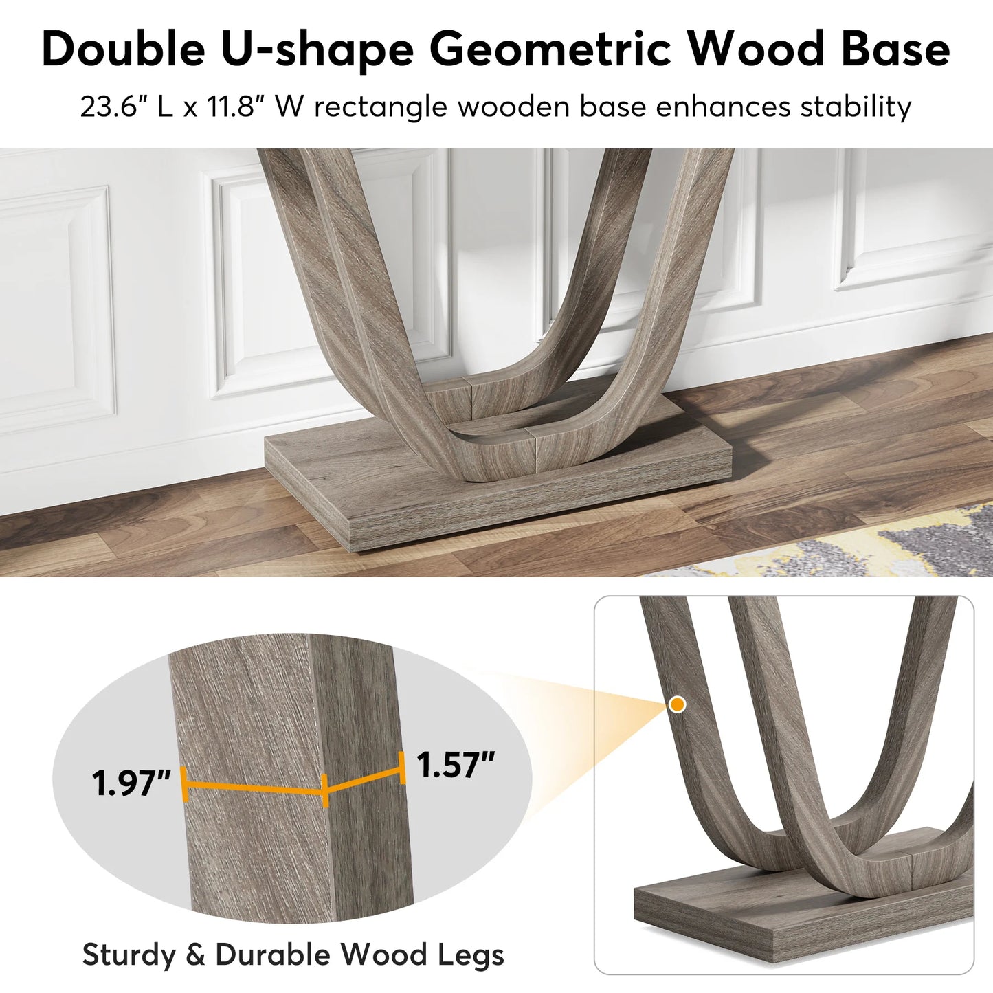 MonoWood Farmhouse Console Table, 55 Inch Wood Sofa Table Entryway Table, Industrial Rustic Narrow Hallway Tables