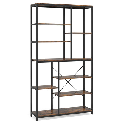 MonoWood 79 Inches Bookcase with Open Shelves, 9-Tier Industrial Bookshelf, 10 Cubes Etagere Storage Shelves Display Shelf