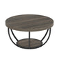 MonoWood 31.7" Round Coffee Table, Industrial 2-Tier Circle Coffee Table with Storage Shelves, Modern Wooden Sofa Side Table