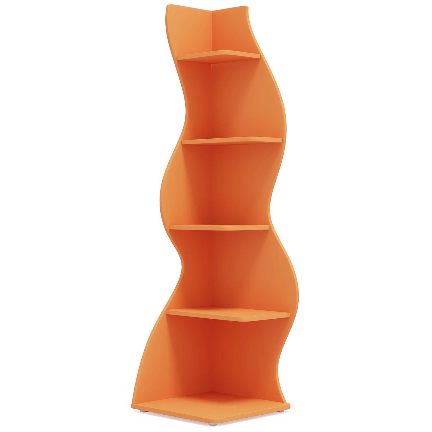 MonoWood Corner Shelf, Modern 5-Tier Wall Corner Bookshelf, Stylish Corner Small Bookcase Storage Rack Plant Stand