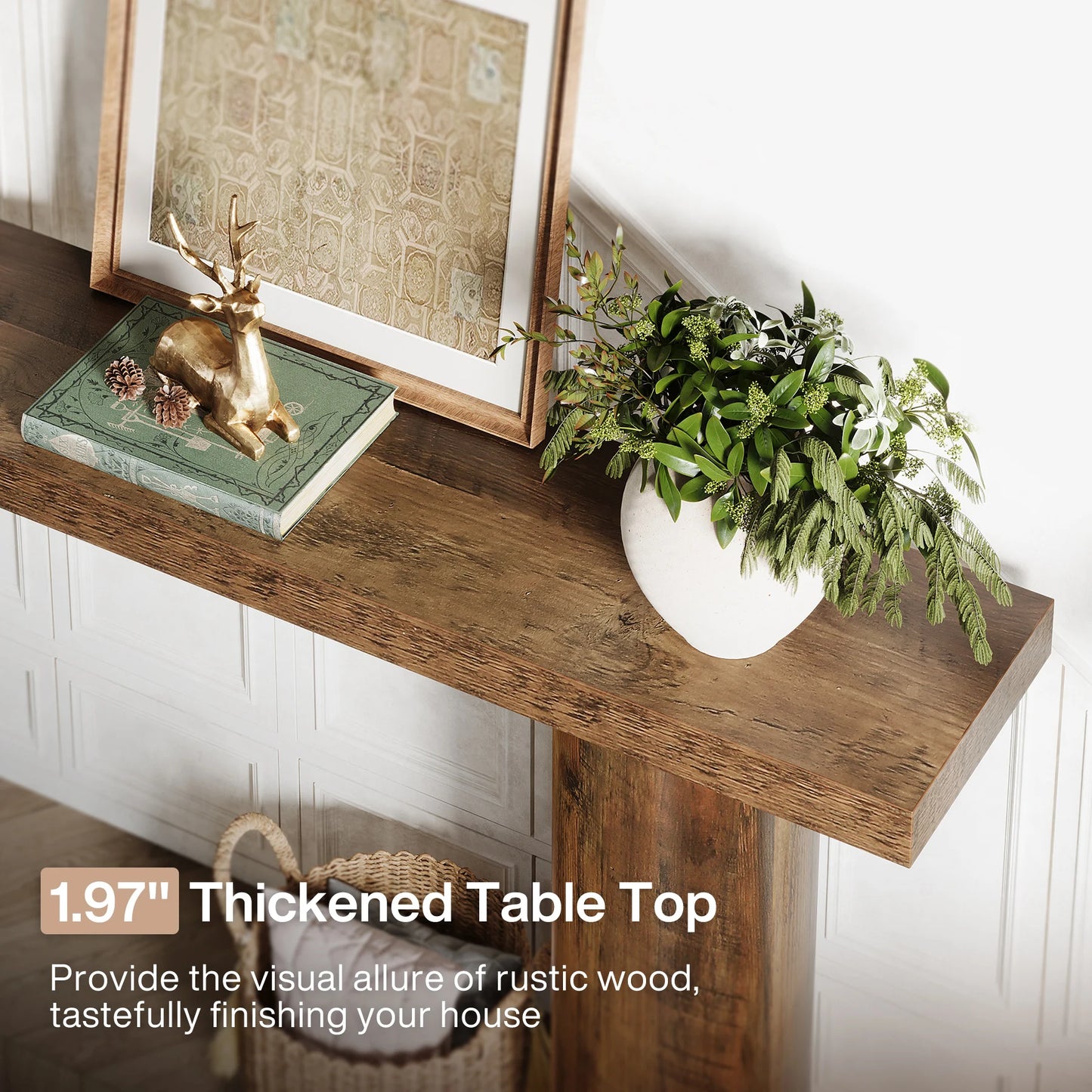 MonoWood 63" Farmhouse Entryway Console Table, Narrow Long Sofa Table Behind Couch for Living Room, Hallway, Entrance, Foyer