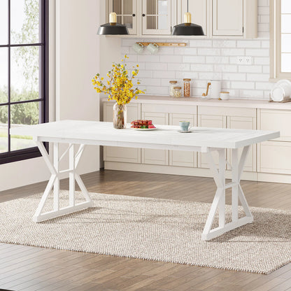 MonoWood Dining Table for 6 People, 70.8-Inch Rectangular Wood Dining Table, Rustic Kitchen Table with Heavy Duty Metal Legs