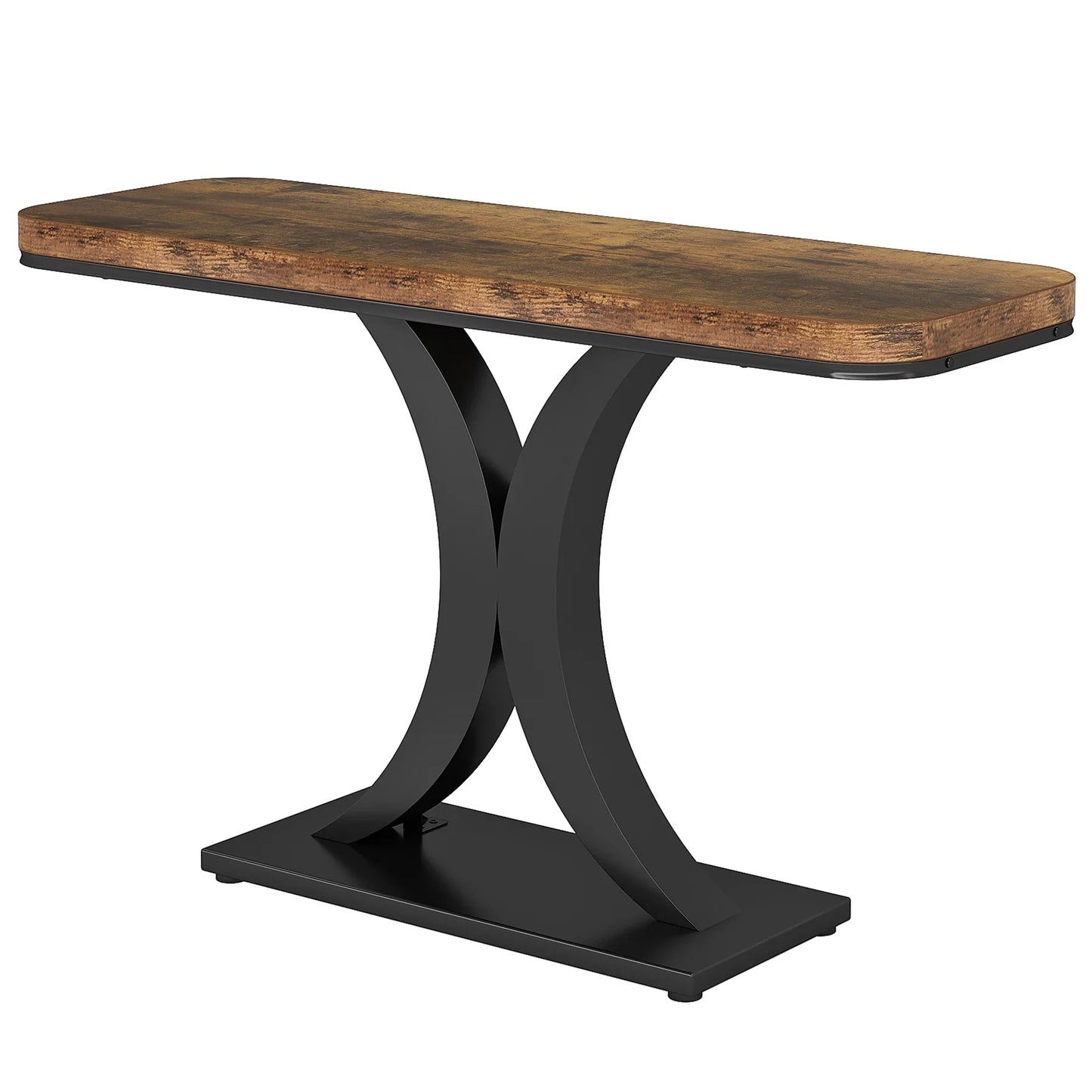 MonoWood Industrial Console Table, 40 inch Narrow Entryway Foyer Table with Geometric Base, Rustic Hallway Accent Table