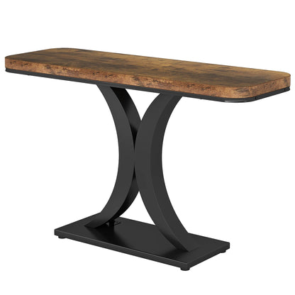 MonoWood Industrial Console Table, 40 inch Narrow Entryway Foyer Table with Geometric Base, Rustic Hallway Accent Table