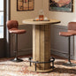 MonoWood Round Bar Table, 39.4" H Wood Bistro Pub Table with Metal Ring Footrest for Dining Coffee Cocktail Living Room