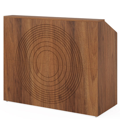 MonoWood Reception Desk with Counter, Modern Front Desk Reception Room Table with Cable Grommet, 47 inch Counter for Checkout