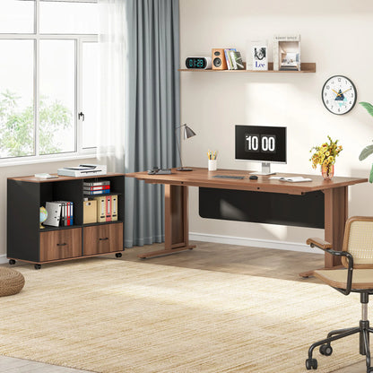 MonoWood 63" Large Executive Desk L Shaped Computer Desk with File Storage Cabinet, L-Shaped Executive Office Desk