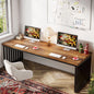 MonoWood 78''Modern Large Office Desk, 2-Person Computer Workstation, Industrial Wooden Desk with Metal Legs