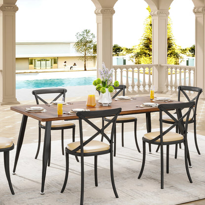 MonoWood Dining Table180x80x75cm, Spacious Rustic Industrial Table for 6-8 People, Sturdy Metal Legs & Modern Faux Wood