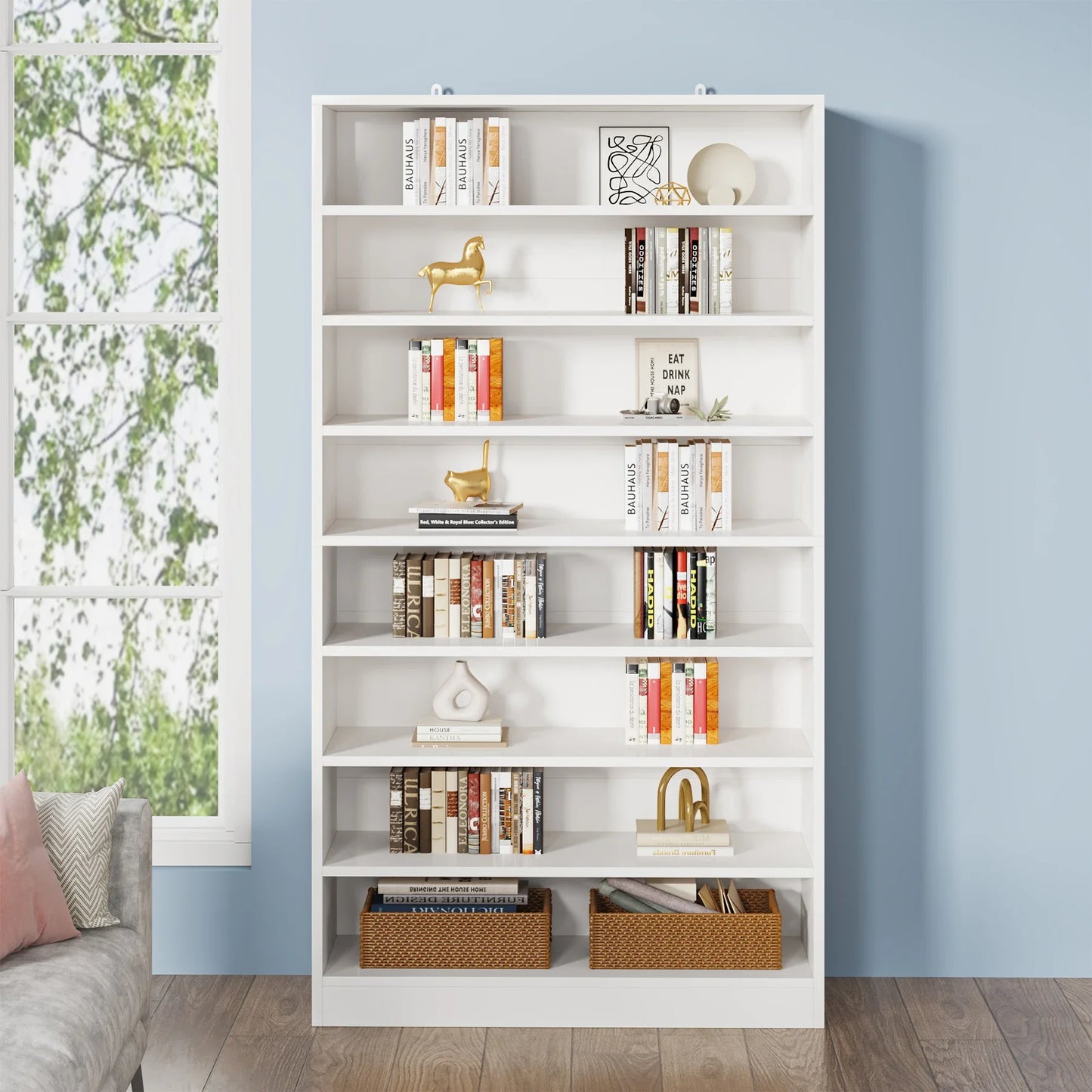 MonoWood 71 Inch Tall Bookcase, Modern Freestanding Bookshelf 9 Tier Bookcases,Display Shelf Storage Cabinet Organizer