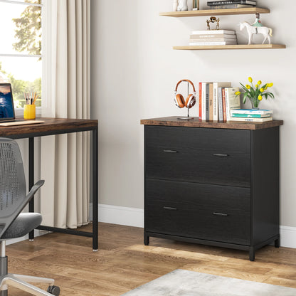 MonoWood 2-Drawer File Cabinet, Wood Lateral Filing Cabinet, Home Office File Cabinet