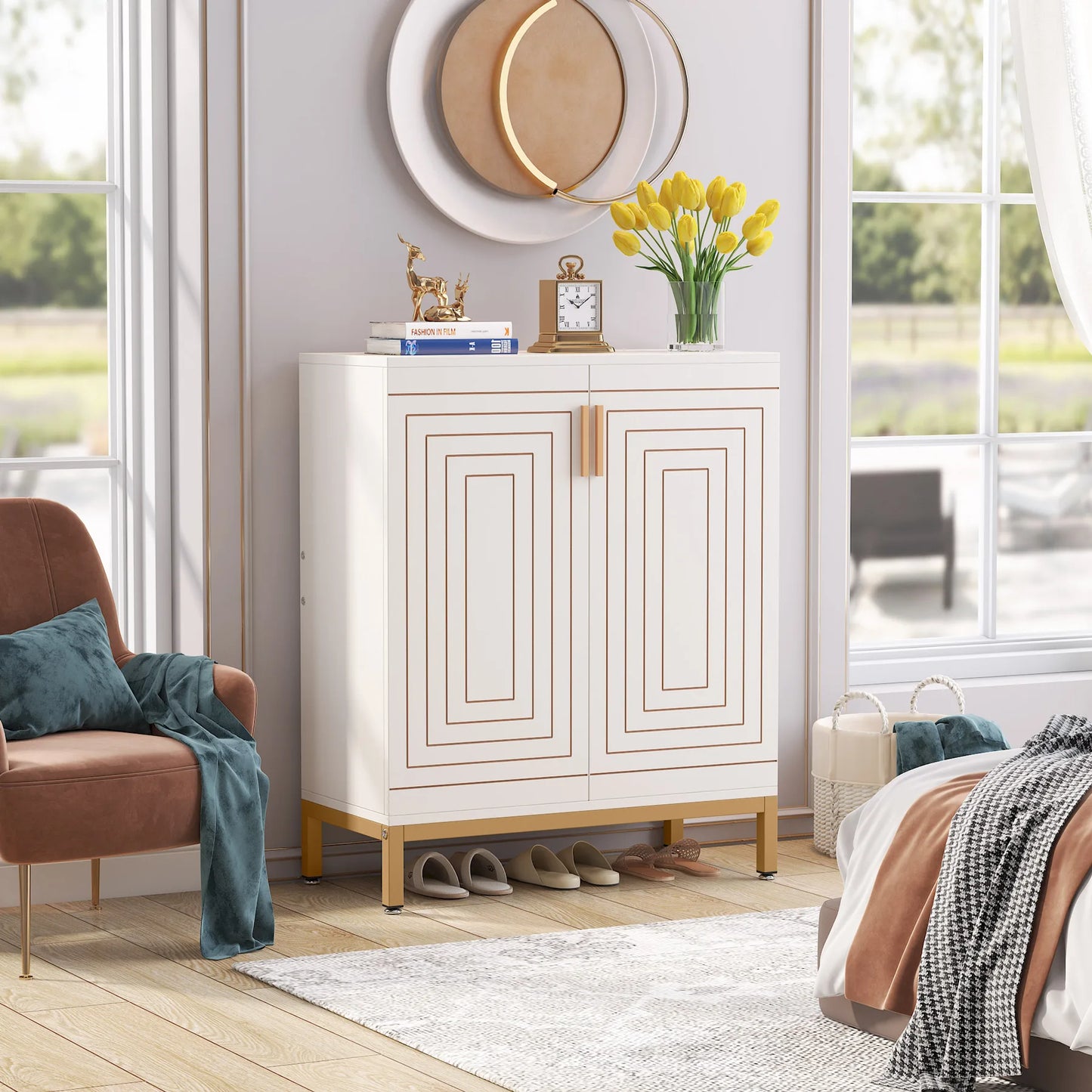 MonoWood WAY TO ORIGIN Shoe Cabinet, 20 Pairs Modern Shoe Storage Cabinet with Doors